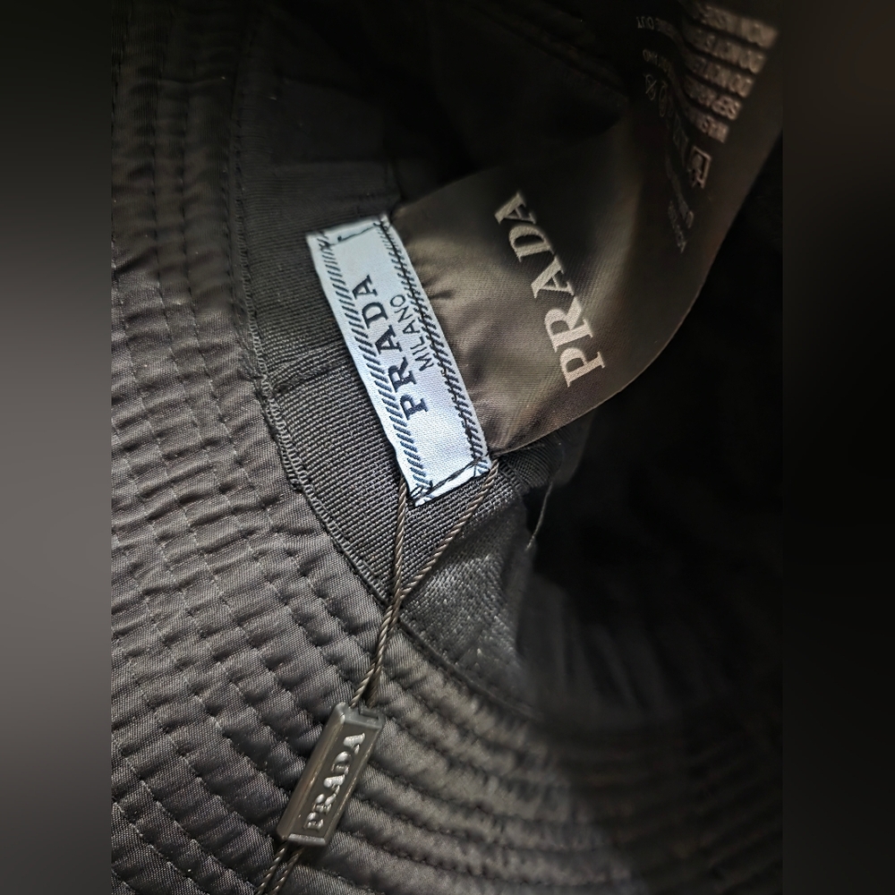 Prada Black Logo Triangle Bucket Hat - Picture 6 of 10